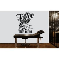 Tattoo Shop Wandtattoo Studio Schild Logo Wandsticker Custom Design Tür Fenster Vinyl Aufkleber Wanddeko Geschenk Dekor Wandkunst 3842Er von StickersanddecalsArt