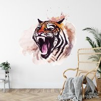 Tiger Wanddeko Wandtatto Aquarell Wild Safari Aufkleber Afrika Wandkunst Home Interior Geschenke Dekoration Vinyl 3167Er von StickersanddecalsArt
