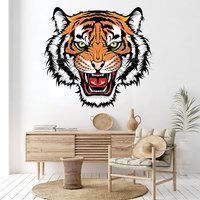 Tigerkopf Wandtatz | Tiger Wandsticker Wand Dekor Wandkunst Tigertiere Wandtattat Aufkleber Vinyl 3577Er von StickersanddecalsArt