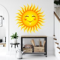 Wandtatz | Sonne Wandsticker Wanddekoration Wandkunst Sun Smile Wandtatzelt Badezimmer Wandtatzette Vinyl 3209Er von StickersanddecalsArt