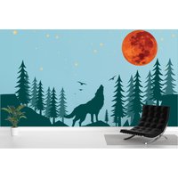 Wolf Howling At Moon Wandtatko Wanddeko Tier Natur Hund Tiere Anime Wölfe 3216Er von StickersanddecalsArt