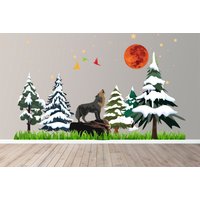 Wolf Howling At Moon Wandtattat Von Wandsticker Tiere Natur Hund Anime Wandtatko Wölfe 3364Er von StickersanddecalsArt