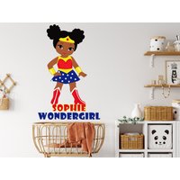 Wonder Girl Little Afro Name Wandtattoo Beautiful Beauty African Blessed Room Geschenke Sie Vinyl Wandkunst Aufkleber 3534Er von StickersanddecalsArt