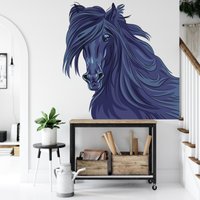 Wunderschöner Blauer Pferde Wandtatz | Wandaufkleber Wanddekoration Pferd Wandkunst Tiere Liebhaber Wandtatzette Badezimmer Vinyl 3276Er von StickersanddecalsArt