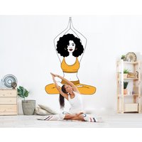 Yoga Afro Amerika Mädchen Wandtattoo Meditation Dekor Art Namaste Lotus Wand Kunst Geschenke Frau Inspirierende Aufkleber Soul Buddha 3542Er von StickersanddecalsArt