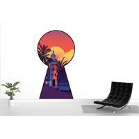 strand Schlüssellöcher Wandtattoo Kokosnuss Baum Wandkunst Palme Wand Kunst Aufkleber Geschenk Vinyl Wandsticker 3559Er von StickersanddecalsArt