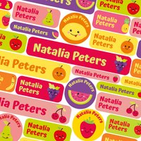 50 Oder 123 Aufkleber Obst, Namensetiketten, Schulaufkleber, Schuletiketten, Kinderetiketten Für Kleidung, Schulnamen, Schuletiketten von Stickerscape