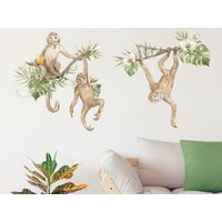 Aquarell Monkeys Wandsticker Pack, Dschungel Wandsticker, Safari Dschungelzimmer Deko von Stickerscape