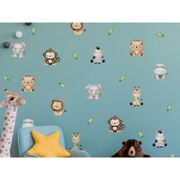 Baby Safari Tiere Wandsticker Pack, Dschungel Wandsticker, Zimmer Dekor, Kinderzimmer, Dschungelzimmer Deko von Stickerscape