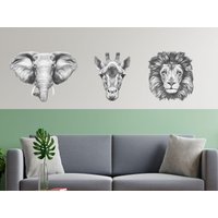 Bleistift Safari Tiere Wandsticker Pack, Wandsticker, Wanddeko, Elefant Löwe Giraffe Dekor von Stickerscape