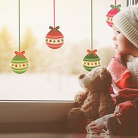Christbaumkugel Fensteraufkleber, Rote Und Grüne Weihnachtsdeko, Weihnachtsdekoration von Stickerscape