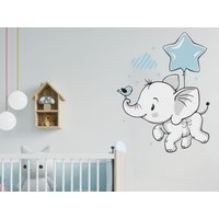 Elefant Mit Ballon Wandtattoo, Kinderzimmer Thema, Babyzimmer, Wandtattoo von Stickerscape