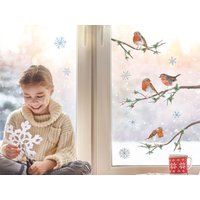 Fensteraufkleber Weihnachten, Rotkehlchen, Fensterdeko Weihnachten von Stickerscape