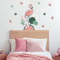 Flamingo Und Wassermelonen Wandsticker, Dschungel Wandaufkleber, Safari Zimmer Dekor von Stickerscape