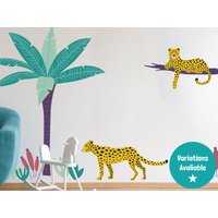 Helle Geparden Wandtattoo Packung, Dschungel Wandaufkleber, Safari Wandsticker, Dschungelzimmer Deko, Gepard Wanddeko von Stickerscape