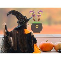 Hexenkessel Und Hexen Fenster Aufkleber, Halloween Aufkleber Hexenkessel Und Hexen Fenster Aufkleber, Halloween Aufkleber von Stickerscape
