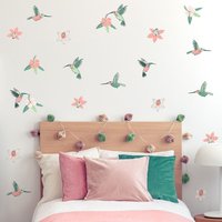 Kolibri Und Hibiskus Blumen Wandsticker, Dschungel Safari Dschungelzimmer Dekor von Stickerscape