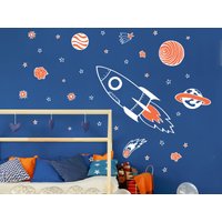 Rakete Und Sterne Wandaufkleber, Weltraum Wandsticker, Aufkleber Für Wände, Themen Raum, Wanddeko Rakete Und Sterne Wandaufkleber, Weltraum Wandsticker, Aufkleber Für Wände, Themen Raum, Wanddeko von Stickerscape