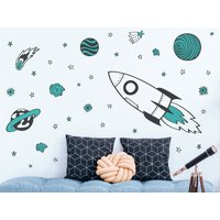 Rakete Und Sterne Wandaufkleber, Weltraum Wandsticker, Aufkleber Für Wände, Themen Raum, Wanddeko Rakete Und Sterne Wandaufkleber, Weltraum Wandsticker, Aufkleber Für Wände, Themen Raum, Wanddeko von Stickerscape