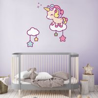 Süße Einhorn Und Sterne Wandaufkleber, Wandtattoo, Regenbogen Zimmer Dekor, Dekor Süße Einhorn Und Sterne Wandaufkleber, Wandtattoo, Regenbogen Zimmer Dekor, Dekor von Stickerscape