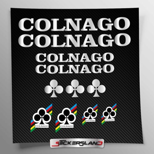Aufkleber-Set kompatibel mit Rahmen MTB Mountainbike und Helm | Decals Aufkleber für Fahrrad Schriftzug Logos | Stickersland® – Colnag (Glänzendes Metallic-Silber) von Stickersland