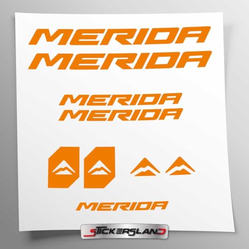 Aufkleber-Set kompatibel mit Rahmen Merida New MTB Mountainbike und Helm | Decals Sticker Fahrradaufkleber Schriftzug Logos | Stickersland® (Orange matt) von Stickersland