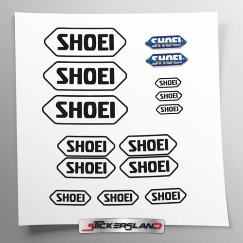 Aufkleber-Set kompatibel mit Shoei Sponsor Helm | Aufkleber für Motorrad Rahmen Verkleidung | Vinyl Aufkleber Einfache Anwendung UV-Druck | Stickersland® (Schwarz) von Stickersland
