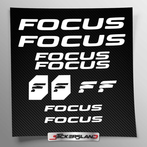 Stickersland® Aufkleber-Set für MTB Mountainbike und Helm | Aufkleber mit Logos | Stickersland® - Focu (weiß glänzend) von Stickersland