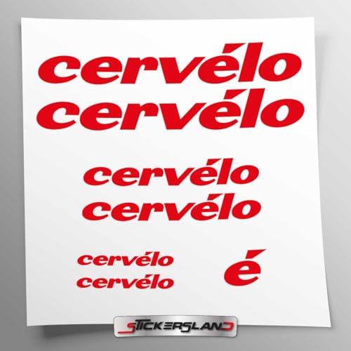 Stickersland® Aufkleber-Set kompatibel mit Rahmen Cervelo MTB Mountainbike und Helm | Aufkleber-Aufkleber für Fahrrad Schriftzug Logos | Stickersland® (rot glänzend) von Stickersland