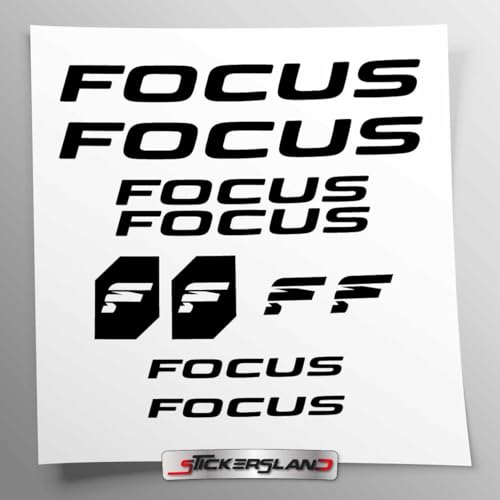 Stickersland® Aufkleber-Set kompatibel mit Rahmen MTB Mountainbike und Helm | Aufkleber-Aufkleber mit Logos | Stickersland® - Focu (schwarz glänzend) von Stickersland