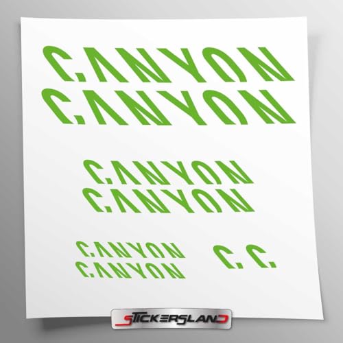 Stickersland® Aufkleber-Set kompatibel mit Rahmen MTB Mountainbike und Helm | Decals Aufkleber für Fahrrad mit Logos | Stickersland® - Canyo (grün glänzend) von Stickersland