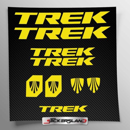 Stickersland® Aufkleber-Set kompatibel mit Rahmen MTB Mountainbike und Helm | Decals Aufkleber für Fahrrad mit Logos | Stickersland® – Drei (mattgelb) von Stickersland