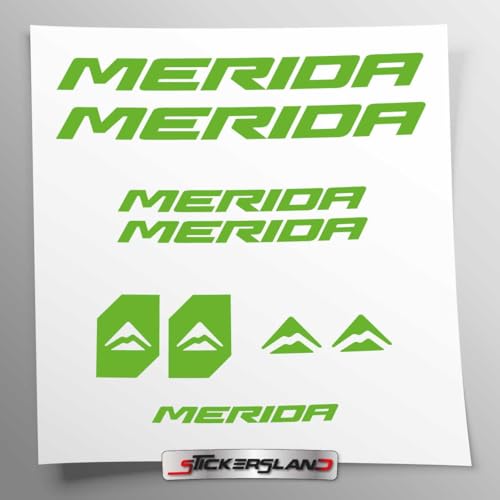 Stickersland® Aufkleber-Set kompatibel mit Rahmen Merida New MTB Mountainbike und Helm | Decals Aufkleber für Fahrrad Schriftzug Logos | Stickersland® (grün glänzend) von Stickersland