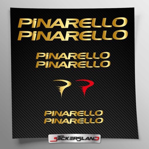 Stickersland® Aufkleber-Set kompatibel mit Rahmen Pinarello MTB Mountainbike und Helm | Aufkleber-Aufkleber mit Logos | Stickersland® (Gold glänzend metallisch) von Stickersland