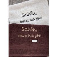 Gästehandtuch Mit Dem Text Schön, Dass Es Dich Gibt Personalisiert von Stickkiste