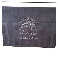 Geschirrtuch Wohnwagen, Personalisierbar von Stickkiste