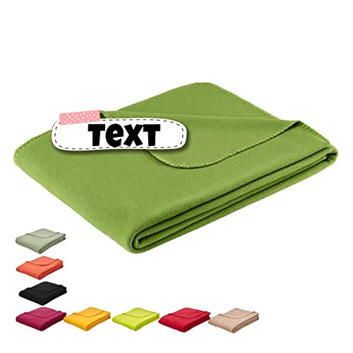 Kuscheldecke 150 x 200 cm individuell Bestickt mit Namen | personalisiert mit Ihrem Wunsch Text | Fleecedecke | Sofadecke | Tagesdecke | Felix (Waldgrün) von Stickling