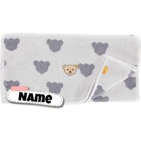 steiff Baby Handtuch Personalisiert | 50 X 100 cm Kinderhandtuch Mit Name Baumwolle Teddy Grau von SticklingDE