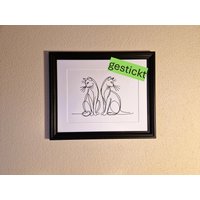 Lineart Bild Zwei Katzen Von Hand Gestickt Lineart Bild Zwei Katzen Von Hand Gestickt von Stickmoment