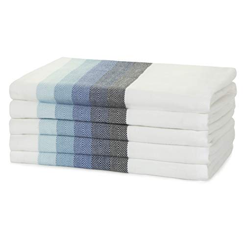 Sticky Toffee 100% Baumwolle Geschirrtücher, Blau Herringbone 5 Packung von Küchentüchern | 50 x 70 cm | blau | Absorbent Restaurant Bar Glasküchentücher von Sticky Toffee