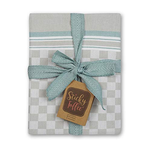 Sticky Toffee Woven 100% Baumwolle Küche Geschirrtücher | 5er Set | 45 x 70 cm | Blaugrüne Seide | Saugfähige Restaurant Bar Glas Küchentücher von Sticky Toffee