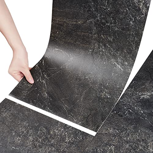 Stickyart Vinylboden Selbstkleben Steinoptik Schwarz Marmor Rolle Rutschfest 60cmX30cm PVC Bodenbelag Selbstkleben Vinylboden Meterware Klebefliesen Küche Wandfliesen Aufkleber Badezimmer 4 Stück von Stickyart