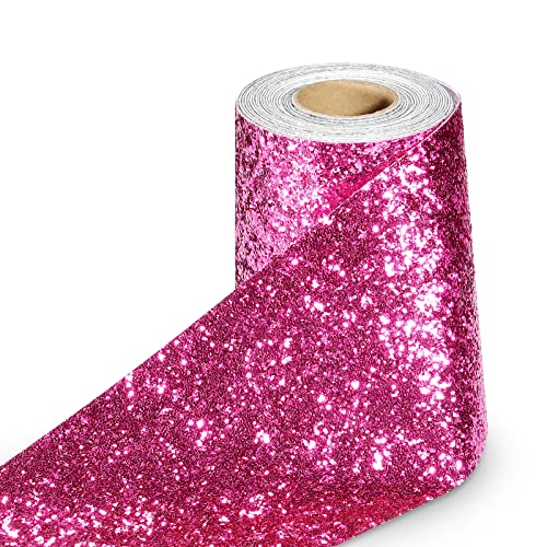 Stickyart Glitzer Tapete Heißes Rosa Selbstklebende Tapeten 10 x 400 cm Pailletten Glitzerfolie Wandtapete Selbstklebend für Kinderzimmer Rosa DIY-Projekte Einfach zu Verlegen und Wiederverwendbar von Stickyart