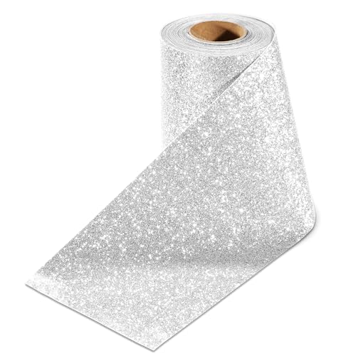 Stickyart Glitzer Tapete Silber 10 x 400cm Tapete Selbstklebend Silber Wand Tapeten Dekofolie Möbelfolie Selbstklebend Klebefolie mit Glitzer-Effekt Ideal für DIY-Projekte und Raumdekoration von Stickyart