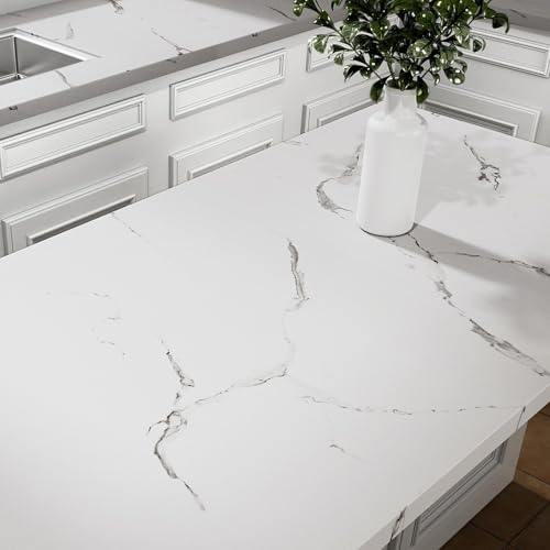 Stickyart Möbelfolie Selbstklebend Marmor Weiß Grau 60cmX400cm Folie Für Küchenschränke Klebefolie Möbel Vinyl Dekorfolie Marmor Folie Arbeitsplatte Küche Klebefolie Marmoroptik Küchenfolie Dick von Stickyart