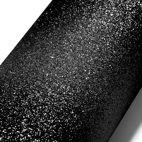 Stickyart Schwarz Glitzer Tapete Selbstklebende Tapete 40 x 200cm Möbelfolie Selbstklebend Klebefolie Wände Dekoration Tapeten Schlafzimmer Glitzernde Dekorfolie für Kreative Projekte Raumgestaltung von Stickyart