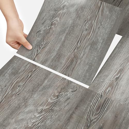Stickyart Vinylboden Selbstklebend Holzoptik Pvc Bodenbelag Dunkelgrau 30cmX30cm 4Stück Vinylboden Rutschfest Dielenboden Wasserfest Balkon Bodenbelag Selbstklebende Schneidbar Küche Esszimmer Bad von Stickyart