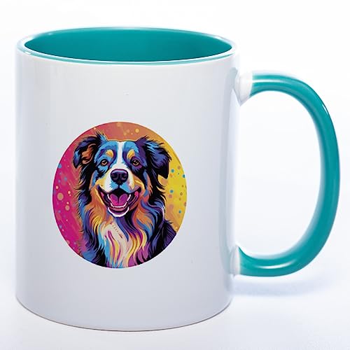 Stickyworld Exclusive Kaffeetasse Mug Art Australian Shepherd (petrol) 330 ml Keramik Tasse von Stickyworld