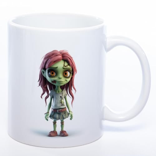 Stickyworld Exclusive Zombie Mädchen Kaffeetasse 330 ml Keramik (weiß) von Stickyworld