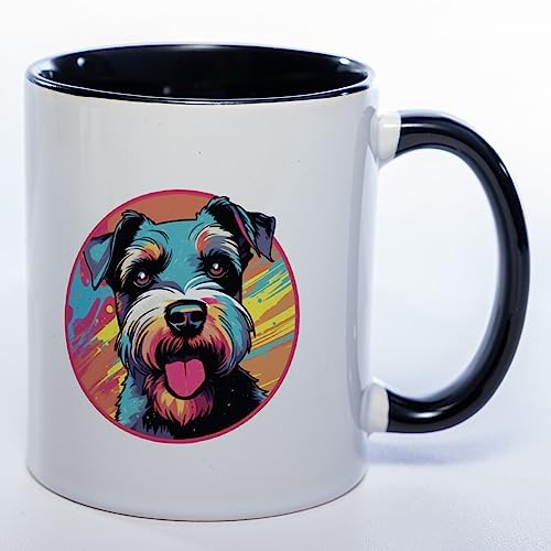 Stickyworld Kaffeetasse Exclusive Mug Art Tasse mit Schnauzer Motiv 330 ml Keramik (schwarz) von Stickyworld